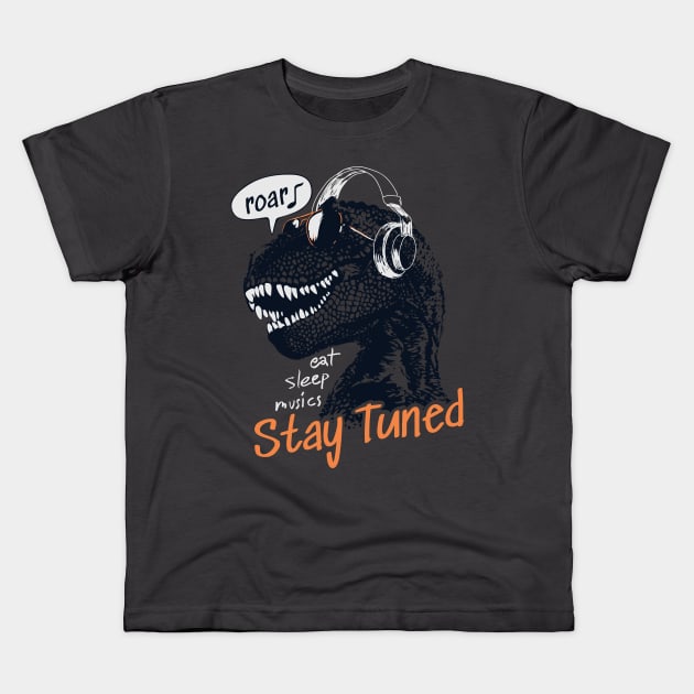 Stay Tuned Kids T-Shirt by WorldDinosaurs